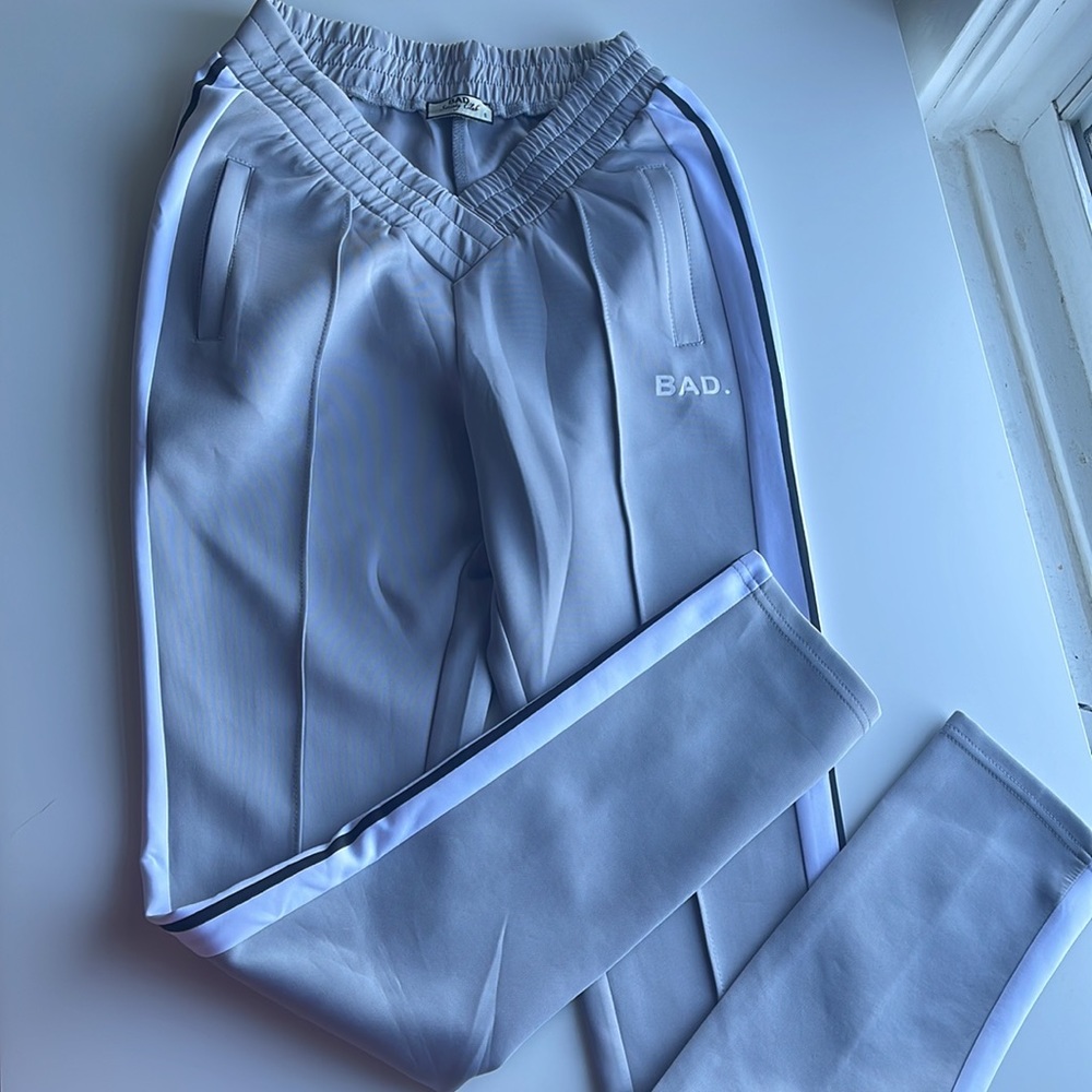 New Bad Society Club Grey Pleated Joggers - Picture 2 of 7